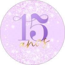 Painel De Festa Redondo 1,50x1,50 - 15 Anos Efeito Glitter Lilás 313 Painel De Festa Redondo 1,50x1,50 - 15 Anos Efeito Glitter Lilás 313