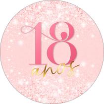 Painel De Festa Redondo 1,50x1,50 - 18 Anos Efeito Glitter Rosa 322 Painel De Festa Redondo 1,50x1,50 - 18 Anos Efeito Glitter Rosa 322