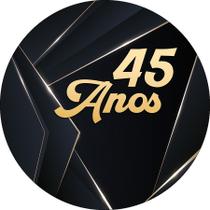 Painel De Festa Redondo 1,50x1,50 - 45 Anos Masculino Preto e Dourado 329