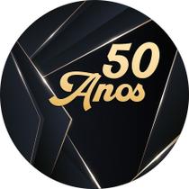 Painel De Festa Redondo 1,50x1,50 - 50 Anos Masculino Preto e Dourado 330