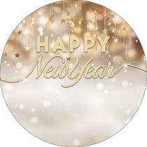 Painel De Festa Redondo 1,50x1,50 - Ano Novo Happy New Year Elegante 012