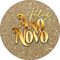 Painel De Festa Redondo 1,50x1,50 - Ano Novo Tons Bronze e Dourado 020