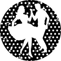 Painel De Festa Redondo 1,50x1,50 - Anos 60 Danças Preto e Branco 001 Painel De Festa Redondo 1,50x1,50 - Anos 60 Danças Preto e Branco 001