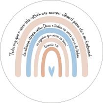 Painel De Festa Redondo 1,50x1,50 - Arco-Íris Azul e Bege 013