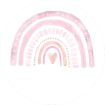 Painel De Festa Redondo 1,50x1,50 - Arco-íris Boho Rosa Aquarela 004