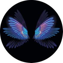 Painel De Festa Redondo 1,50x1,50 - Asas Azul Efeito Neon 020