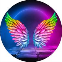 Painel De Festa Redondo 1,50x1,50 - Asas Colorida Efeito Neon 012