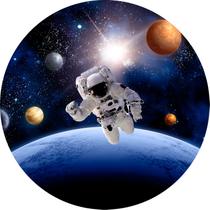 Painel De Festa Redondo 1,50x1,50 - Astronauta Galáxia Planetas 008