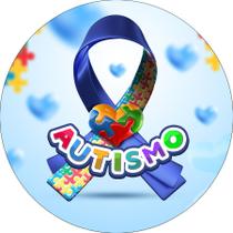 Painel De Festa Redondo 1,50x1,50 - Autismo Laço de Quebra-Cabeça 003 Painel De Festa Redondo 1,50x1,50 - Autismo Laço de Quebra-Cabeça 003