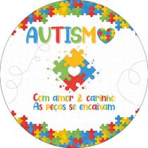 Painel De Festa Redondo 1,50x1,50 - Autismo Quebra Cabeça Colorido 001