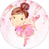 Painel De Festa Redondo 1,50x1,50 - Bailarina Tutu Rosa 004