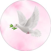 Painel De Festa Redondo 1,50x1,50 - Batizado Espírito Santo Rosa 020