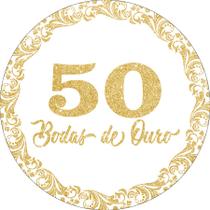 Painel De Festa Redondo 1,50x1,50 - Bodas de Ouro 50 Efeito Glitter 010 Painel De Festa Redondo 1,50x1,50 - Bodas de Ouro 50 Efeito Glitter 010