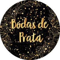 Painel De Festa Redondo 1,50x1,50 - Bodas de Prata Folhagens Efeito Brilhos 015 Painel De Festa Redondo 1,50x1,50 - Bodas de Prata Folhagens Efeito Brilhos 015