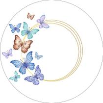 Painel De Festa Redondo 1,50x1,50 - Borboleta Circulo Dourado 031