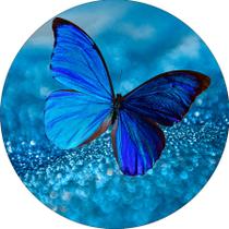 Painel De Festa Redondo 1,50x1,50 - Borboleta Efeito Glitter Azul 010 - Via Cores