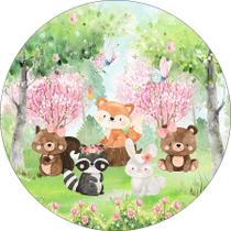 Painel De Festa Redondo 1,50x1,50, Bosque Animais Fofinhos 027 Painel De Festa Redondo 1,50x1,50, Bosque Animais Fofinhos 027