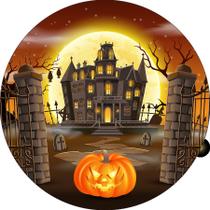 Painel De Festa Redondo 1,50x1,50 - Castelo Assombrado Halloween 010