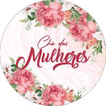 Painel De Festa Redondo 1,50x1,50 - Chá das Mulheres Floral e Dourado 042