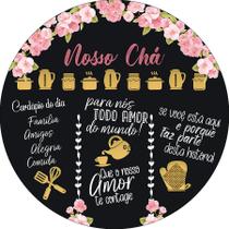 Painel De Festa Redondo 1,50x1,50 - Chá de Cozinha Chalkboard Dourado 011