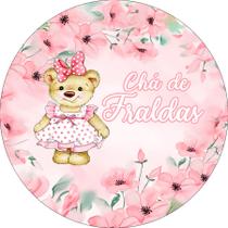 Painel De Festa Redondo 1,50x1,50 - Chá de Fraldas Ursinha Rosa 060 Painel De Festa Redondo 1,50x1,50 - Chá de Fraldas Ursinha Rosa 060