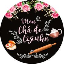 Painel De Festa Redondo 1,50x1,50 - Chalkboard Meu Chá de Cozinha 01 Painel De Festa Redondo 1,50x1,50 - Chalkboard Meu Chá de Cozinha 01