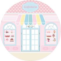 Painel De Festa Redondo 1,50x1,50 - Confeitaria Rosa Delicada 018