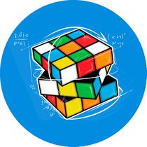 Painel De Festa Redondo 1,50x1,50 - Cubo Mágico Matemático 016