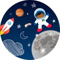 Painel De Festa Redondo 1,50x1,50 - Desenhos Astronauta Planetas 010