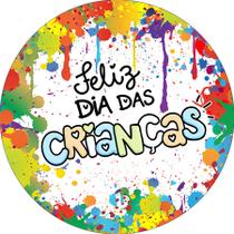 Painel De Festa Redondo 1,50x1,50 - Dia Das Crianças Pingos de Tinta 076 Painel De Festa Redondo 1,50x1,50 - Dia Das Crianças Pingos de Tinta 076