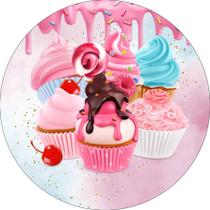 Painel De Festa Redondo 1,50x1,50 - Doces Cupcakes 012 Painel De Festa Redondo 1,50x1,50 - Doces Cupcakes 012