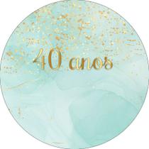 Painel De Festa Redondo 1,50x1,50 - Efeito Glitter Dourado e Mármore 40 anos 075 Painel De Festa Redondo 1,50x1,50 - Efeito Glitter Dourado e Mármore 40 anos 075