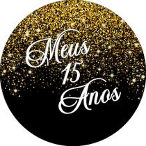 Painel De Festa Redondo 1,50x1,50 - Efeito Glitter Dourado Meus 15 Anos 102