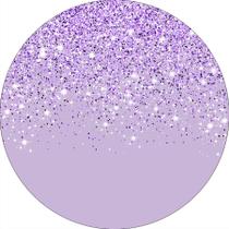 Painel De Festa Redondo 1,50x1,50 - Efeito Glitter Lilás Caindo 060 Painel De Festa Redondo 1,50x1,50 - Efeito Glitter Lilás Caindo 060