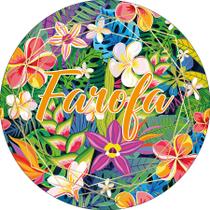 Painel De Festa Redondo 1,50x1,50 - Farofa Folhagens Coloridas 006