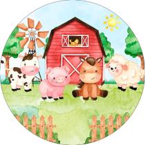 Painel De Festa Redondo 1,50x1,50 - Fazendinha Aquarela Vermelho 021 Painel De Festa Redondo 1,50x1,50 - Fazendinha Aquarela Vermelho 021