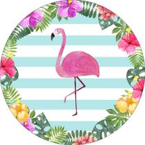 Painel De Festa Redondo 1,50x1,50 - Flamingo Tropical 002