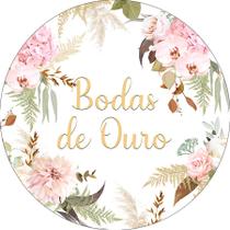 Painel De Festa Redondo 1,50x1,50 - Flores Bodas de Ouro 031 Painel De Festa Redondo 1,50x1,50 - Flores Bodas de Ouro 031