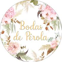 Painel De Festa Redondo 1,50x1,50 - Flores Bodas de Pérola Elegante 032 Painel De Festa Redondo 1,50x1,50 - Flores Bodas de Pérola Elegante 032