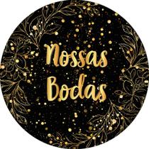 Painel De Festa Redondo 1,50x1,50 - Folhagens Efeito Brilhos Nossas Bodas 013 Painel De Festa Redondo 1,50x1,50 - Folhagens Efeito Brilhos Nossas Bodas 013