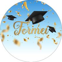 Painel De Festa Redondo 1,50x1,50 - Formatura Capelos Formei 013