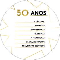 Painel De Festa Redondo 1,50x1,50 - Geométrico Dourado 50 Anos 294