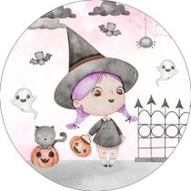 Painel De Festa Redondo 1,50x1,50 - Halloween Bruxinha Rosa 007 Painel De Festa Redondo 1,50x1,50 - Halloween Bruxinha Rosa 007