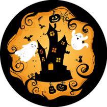 Painel De Festa Redondo 1,50x1,50 - Halloween Casa Assombrada Com Fanstasmas Laranja 025 Painel De Festa Redondo 1,50x1,50 - Halloween Casa Assombrada Com Fanstasmas Laranja 025