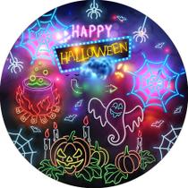 Painel De Festa Redondo 1,50x1,50 - Halloween Efeito Neon 015 Painel De Festa Redondo 1,50x1,50 - Halloween Efeito Neon 015
