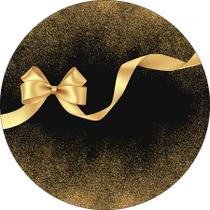 Painel De Festa Redondo 1,50x1,50 - Laço Dourado Efeito Glitter 073 Painel De Festa Redondo 1,50x1,50 - Laço Dourado Efeito Glitter 073