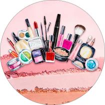 Painel De Festa Redondo 1,50x1,50 Maquiagem Batom Rosa 009 Painel De Festa Redondo 1,50x1,50 Maquiagem Batom Rosa 009