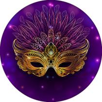 Painel De Festa Redondo 1,50x1,50 - Máscara com Penas 001