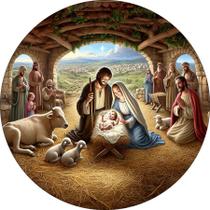 Painel De Festa Redondo 1,50x1,50 - Natal Cristão Nascimento de Cristo 044 Painel De Festa Redondo 1,50x1,50 - Natal Cristão Nascimento de Cristo 044