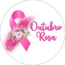 Painel De Festa Redondo 1,50x1,50 - Outubro Rosa Laço com Buquê 017 Painel De Festa Redondo 1,50x1,50 - Outubro Rosa Laço com Buquê 017